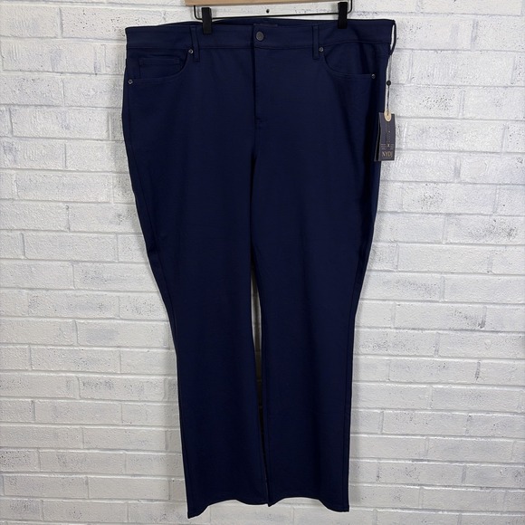 NYDJ Pants - NYDJ Marilyn Straight Knit Pants Womens 20W Navy Blue Stretch Career Lift X Tuck